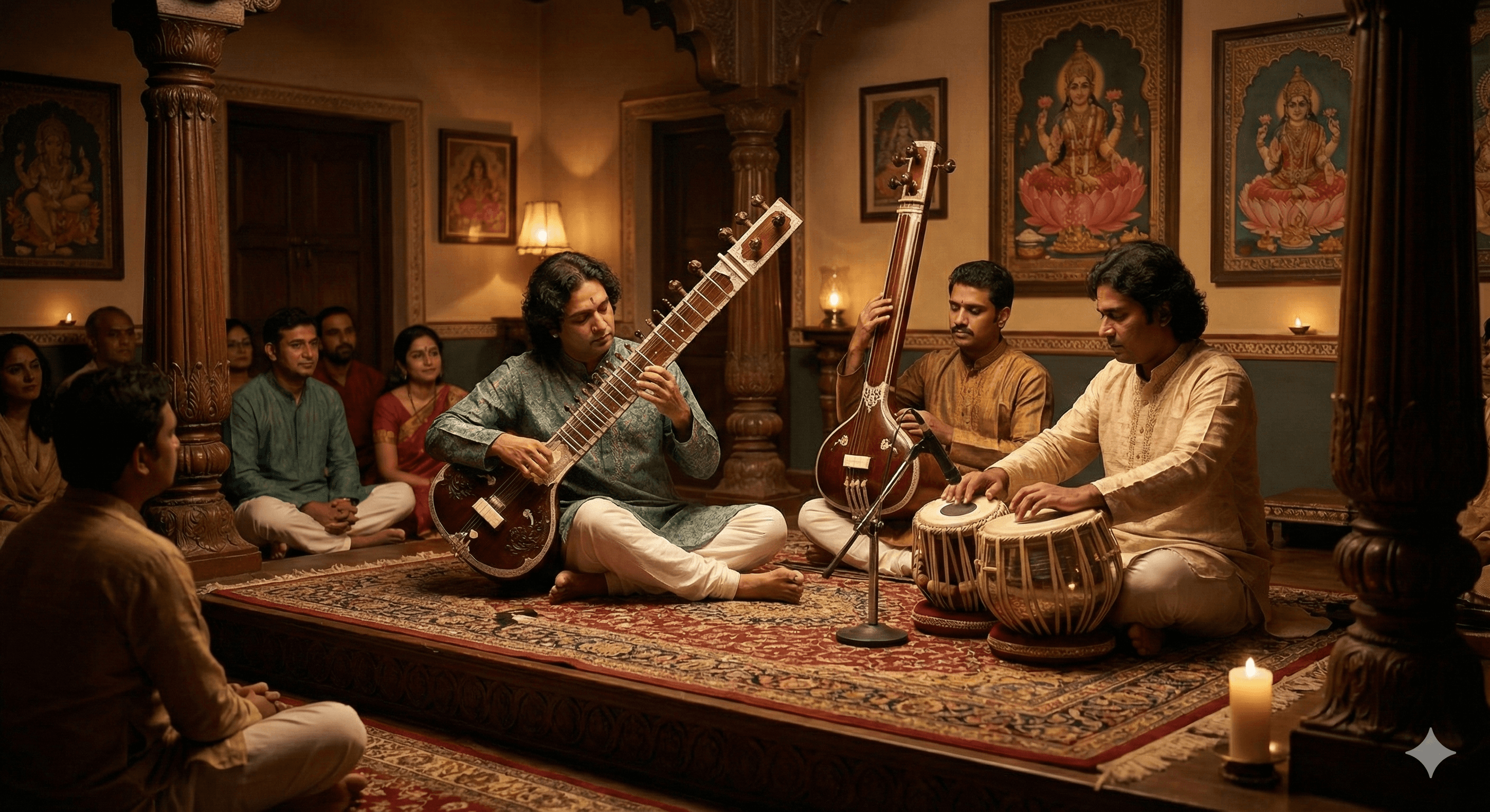 Indian classical instruments background